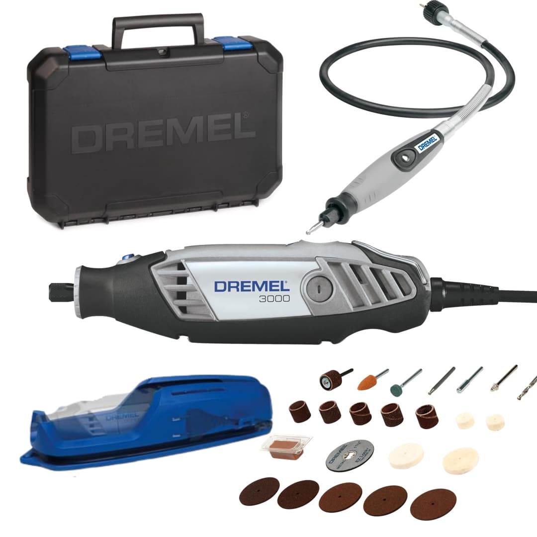 Dremel 3000 Outil Rotatif Multifonction 130W avec 1 Adaptation 25 Accessoires, Vitesse Variable 10000-33000 tr/min pour Découper, Poncer, Percer, Nettoyer, Sculpter, Polir, Graver, Meuler
