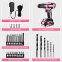 Power Drill Cordless: DEKOPRO Pink Cordless Drill 20V Electric Power Set Tool for Women Drills with Battery and Charger Drills Driver Kit - 4