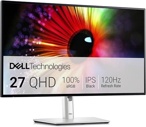 Dell U2724D UltraSharp 27 Inch QHD (2560x1440) Monitor, 120Hz, IPS Black, 5ms, 98% DCI-P3, 2x USB-C, 2x DisplayPort, HDMI, 3x USB, 3 Year Warranty, Silver