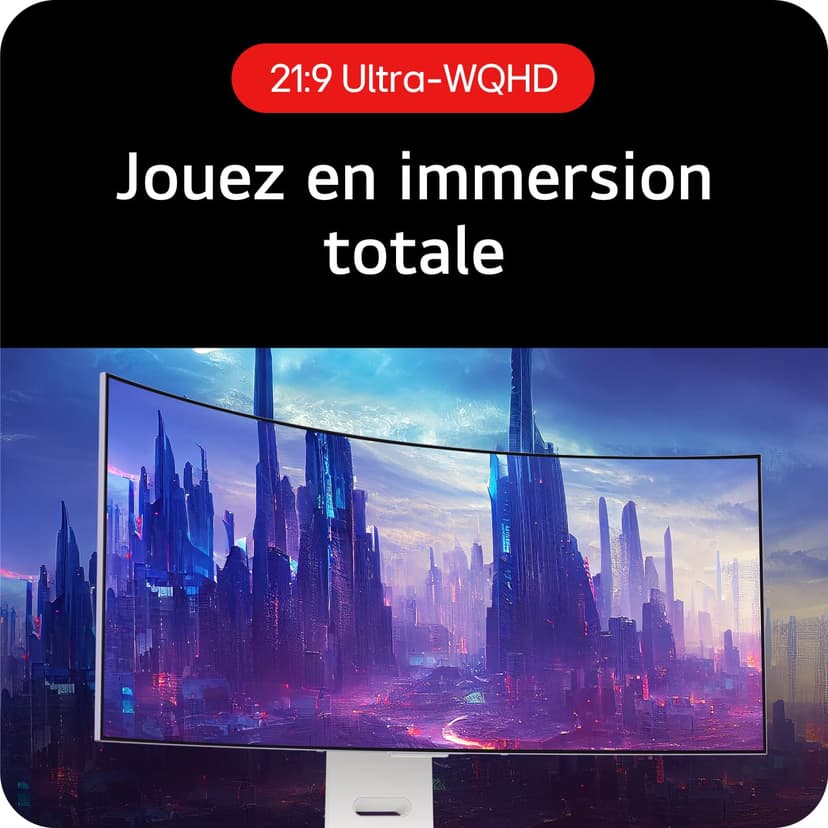 LG Ultragear™ 34GS95QE-W.AEU Ecran PC Gaming 34" - Dalle OLED résolution QHD (3440x1440), 0.03 ms GtG 240Hz, DisplayHDR™ TrueBlack 400, DCI-P3 98.5% (CIE1976), AMD FreeSync Premium Pro, NVIDIA G-Sync - 2