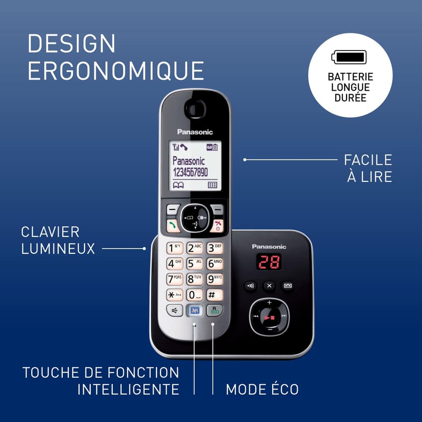 Panasonic Cordless phone KX-TG6821, Single, Silver, with answering machine - 2