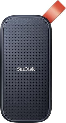 SANDISK Portable SSD 1TB (Read speeds up to 800 MB/s, USB 3.2 Gen 2, USB-C, NVMe Solid State Performance, Updated firmware, fastening loop made of durable rubber) Black