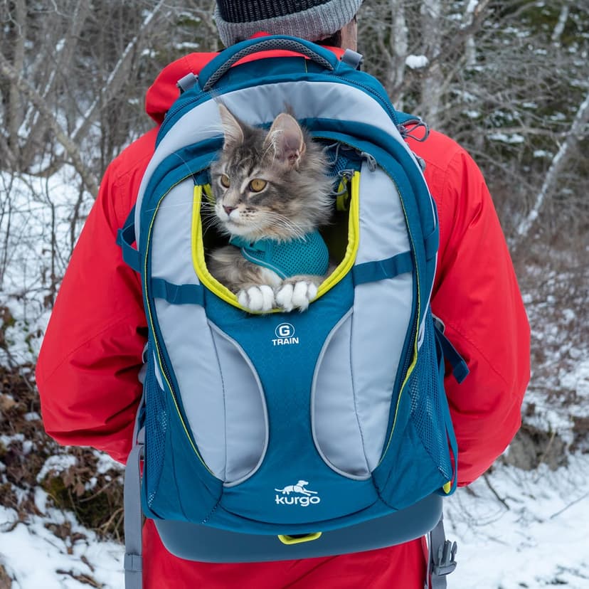 Kurgo G-Train Pack, Carrier Backpack for Small Dogs and Cats, Ideal for Hiking or Travel, Waterproof Bottom, Ink Blue - 7