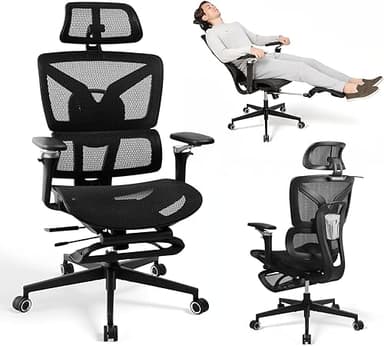 Rieior Chaise de Bureau Ergonomique Grand et Haut avec Re…