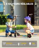 FanttikRide C9 Pro Trottinette Electrique Enfants 6-12 Ans, Lumières Arc-en-Ciel, Vitesses 8/13/16 km/h, Écran LED, Pliable, Hauteur Réglable, Autonomie 8 km, Seulement 6,4 kg, Noir - 4