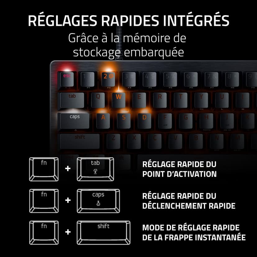 Razer Huntsman V3 Pro Mini (Switches Analog) - Clavier Gamer Optique 60% (Switches Analogiques réglables de 0,1 à 4,0mm, Déclenchement Rapide, Touches en PBT Doubleshot) Clavier AZERTY | Noir - 5