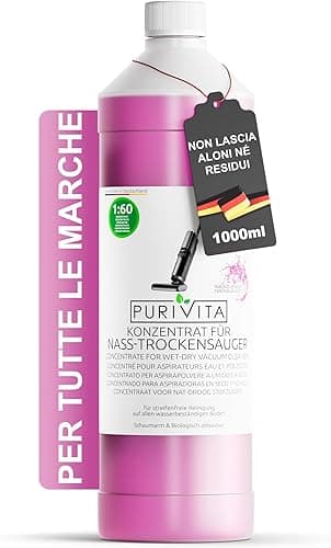 PURIVITA® Détergent concentré pour aspirateur laveur [1 L] - Parfum de magnolia - Produit de nettoyage pour sols - Soin de lavage des sols - Détergent pour aspirateur à eau pour tous types de surfaces