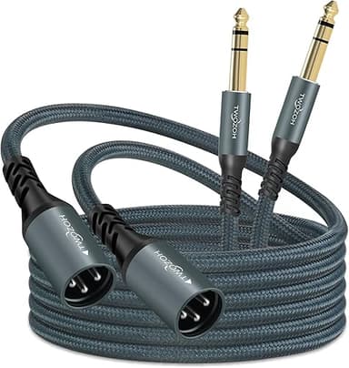 Twozoh Cable XLR Jack 6.35 mm 0,3M Lot de 2, Tressé XLR M…