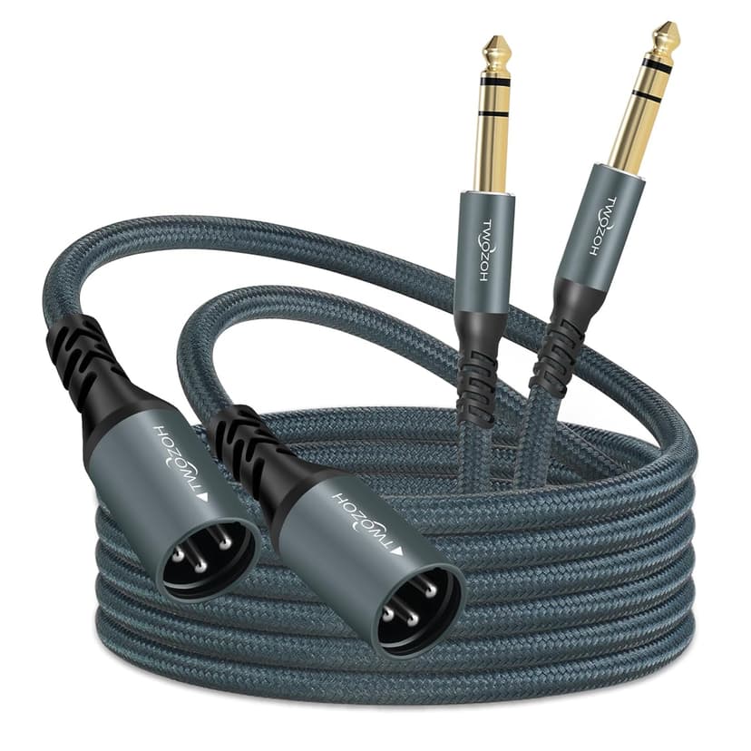 Twozoh Jack 6.35mm to XLR Male 3Pin Audio Cable 0.3M 2 Pack, Braided XLR Male to 1/4 TRS Stereo Guitar Cable (Professional/HiFi) - 1