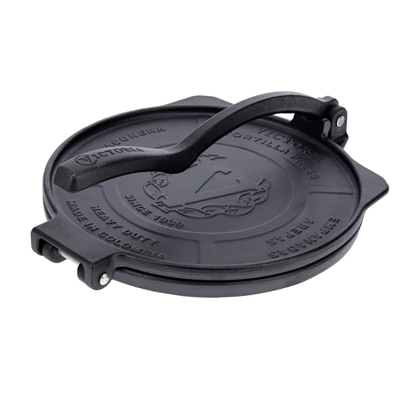 VICTORIA Tortilla Press for Mexican Tortillas Cast Iron HD Pre-seasoned 20 cm, Professional Colombian Pataconera for Making Tacos, Arepas, Quesadillas, Empanadas, Patacones, Roti Maker - 1