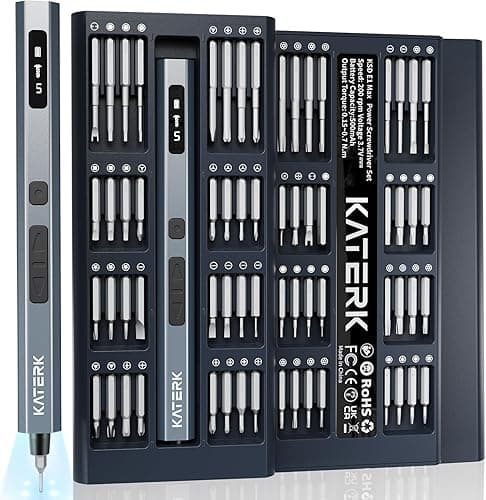 KATERK 64 Bits Precision Screwdriver Set, Mini Electric Screwdriver Set, Small Cordless Screwdriver with LED Light, Magnetic Storage, Repair Tool Kit for Electronics Phone Camera Laptop Watch