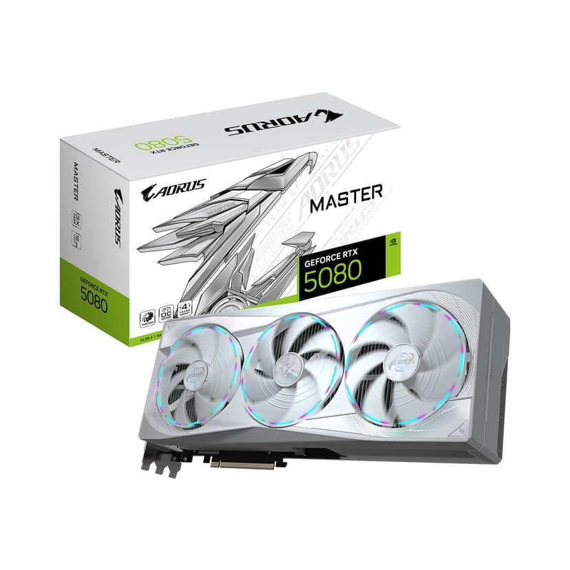 GIGABYTE AORUS GeForce RTX 5080 Master ICE 16G Graphics Card, WINDFORCE Cooling System, 16GB 256-bit GDDR7, GV-N5080AORUSM ICE-16GD Video Card - 1