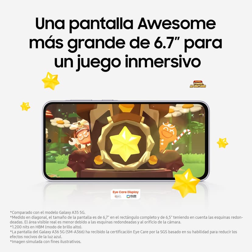 Samsung Galaxy A36 5G 256GB Teléfono Móvil, 8GB RAM, 50MP Cámara, Blanco, Garantía del Fabricante 3 Años + 1 Año Extra - 8