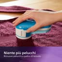 Philips Rasoir Anti Bouloche - Élimination Rapide des Peluches, rase bouloche de 8800 TR/Min, 3 Lames, pour Tous Tissus, bac Facile à Nettoyer, 2 Piles AA, Design Compact, Bleu/Blanc (GC026/00) - 4