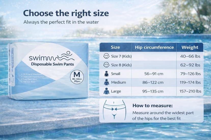 SWIMMM – Disposable Swim Nappies for Kids – Size 8 (28–42 kg / 62–93 lbs) – Pack of 30 – Discreet & Skin-Friendly – Protection for Faecal Incontinence – Safe Swimming in Water - 3