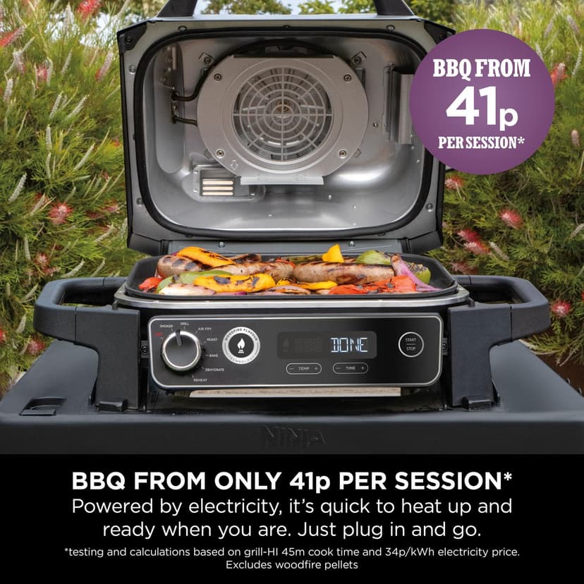 Ninja Woodfire Electric BBQ Grill & Smoker, 7-in-1 Outdoor Grill & Air Fryer, Roast, Bake, Dehydrate, Uses Woodfire Pellets, Weather Resistant, Non-Stick, Portable, Electric, Grey/Black, OG701UK - 6