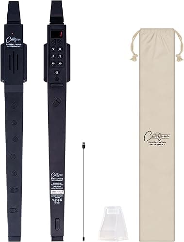 Carry-on Digital Wind Instrument - 10 Instrument Voices, Built-In Speaker, USB Rechargeable Battery, Headphones Output, Midi Over Bluetooth, Digital Recorder - Black