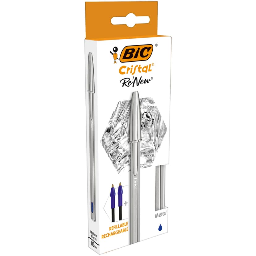 stylo bille bleue bic avec deux recharges pointe 1.0mm po… - 1