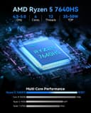 GMKtec NucBox M6 Ultra Gaming PC AMD Ryzen 5 7640HS with 32GB (16GBx2) DDR5 Memory, 512GB PCIe 3.0 SSD Micro PC with Dual LAN 2.5GHz Triple Display - 3