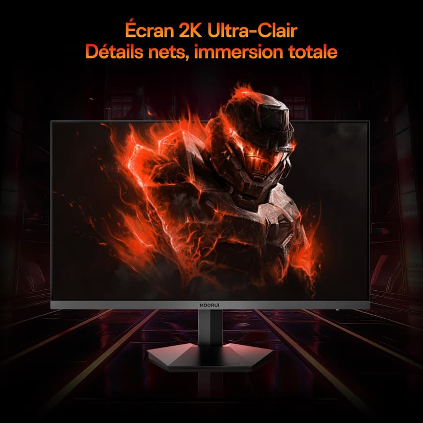 KOORUI 【Moniteur de Jeu IPS de 27 Pouces, QHD, 260 Hz, 1 ms, écran Plat pour PC, HDR400, 99% sRGB, Ports HDMI/DP, Couleur Noire - Idéal pour Le Jeu compétitif et Le télétravail - 4