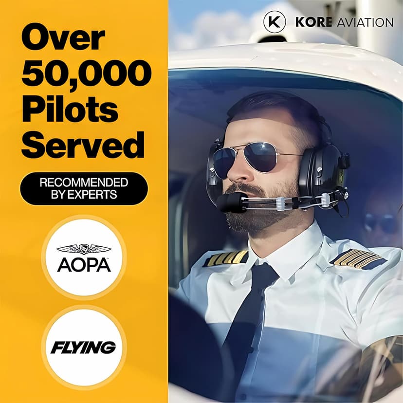 KORE Aviation P1 General Aviation Headset for Pilots | Mono, 24 db Passive Noise Reduction Rating, Noise Canceling Microphone, Acoustic Foam Ear Cups, AUX Port for MP3 Music Input with GA Dual Plugs - 6
