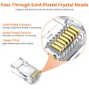 Proster RJ45 Crimp Tool Kit - RJ45 Pass Through Crimp Tool for CAT5 CAT5e CAT6 Network Cable with Network Cable Tester & 50Pcs Gold-Plated CAT6 Connectors & Covers & 5 Spare Blades & Stripper - 3