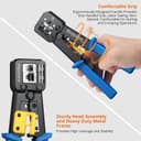 Proster RJ45 Crimp Tool Kit - RJ45 Pass Through Crimp Tool for CAT5 CAT5e CAT6 Network Cable with Network Cable Tester & 50Pcs Gold-Plated CAT6 Connectors & Covers & 5 Spare Blades & Stripper - 6