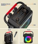 Karaoke Machine 2 Wireless Microphones, Portable Bluetooth Speaker w/PA System for Adults & Kids with LED Lights, Bass/Treble Adjustment, Supports REC/TWS/FM/AUX/USB/IF Card for Party - 2