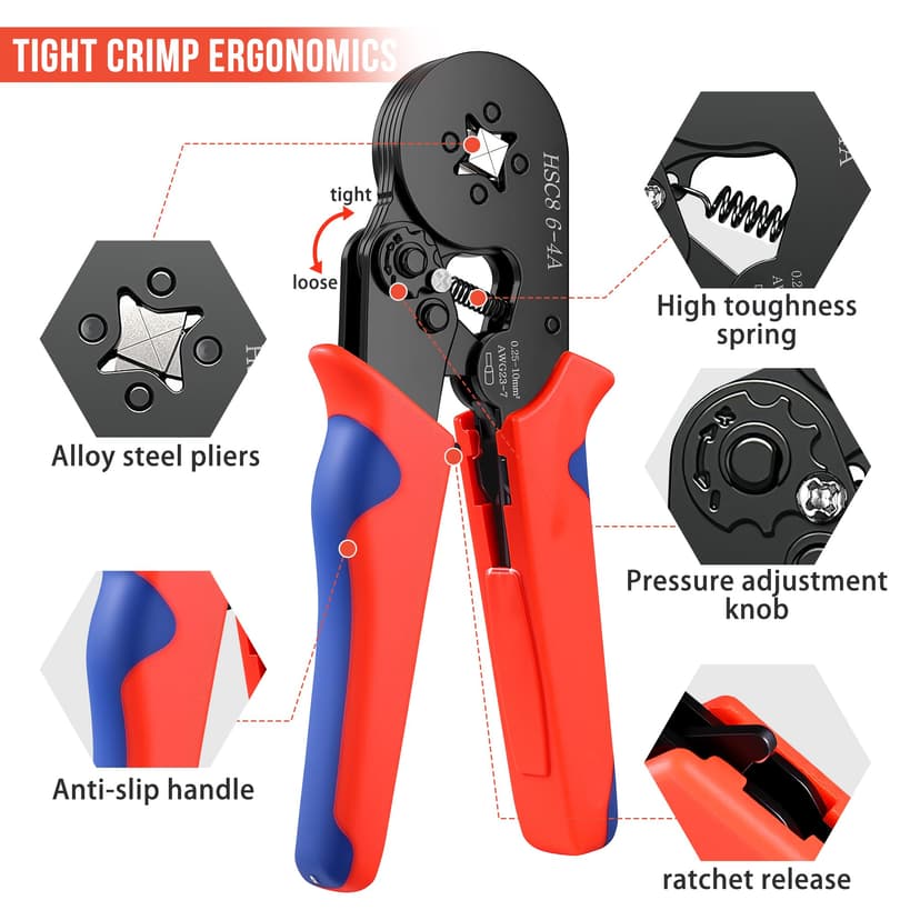 Crimping Pliers Set with 1200 Ferrules - Self-Adjusting Ferrules for All Cross Sections from 0.25 to 10 mm² | Your Complete Wire End Ferrules Set & Crimping Pliers Set - 3