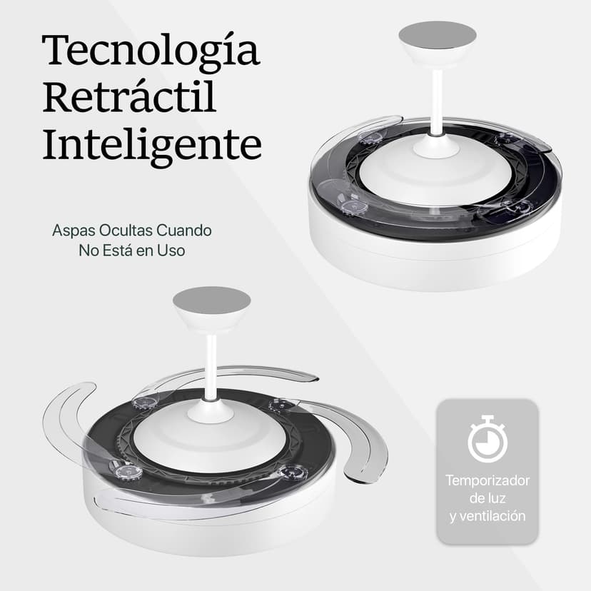 Ventilateur avec lumière LED 72 W Ventilateur invisible Ultra silencieux avec télécommande et pales rétractables Φ52 x H40 cm Décoration lumière froide/neutre/chaude intérieure Plafonnier éclairage - 3