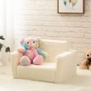 BEJOY Kids Sofa Bed 2-in-1 Flip Out Cuddly Sherpa Toddler Couch Convertible Chair to Lounger Children Sofa Bed Children's Day and Birthday Gift for Girls Boys, White - 8