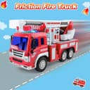 GizmoVine Fire Engine Toys, Large Fire Truck with Lights Sound Rescue Ladder, Friction Powered Large Toy Firetruck, Kids Big Trucks, Brithday for Children Age 3 4 5 6 7 8 Year Olds - 3