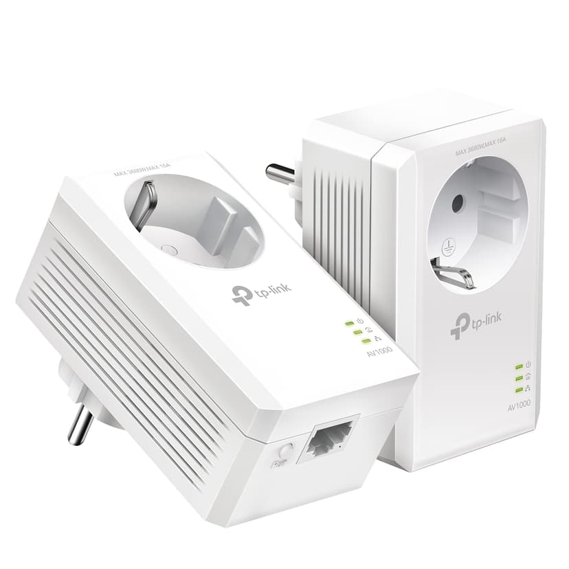 TP-Link CPL 1000Mbps avec 1 Port Gigabit et Prise Intégrée Type F, Boitier CPL Kit de 2 - idéale pour Profiter du Service Multi-TV à la Maison, Compatible Toutes Les Box, TL-PA7017P KIT - 1