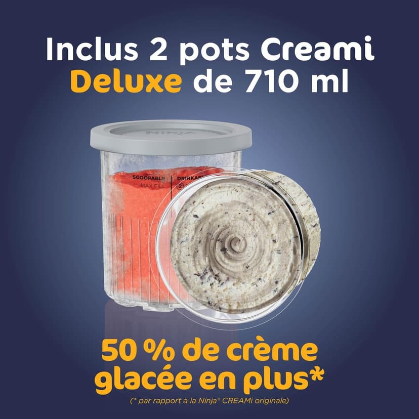 Ninja CREAMi Deluxe Machine a glace et sorbetière, 2 bacs, 10 fonctions, crème glacée, yaourts glacés, des milkshakes, des slush, Pièces amovibles lavables au lave-vaisselle, Stone/Or NC502EUSTGD - 3