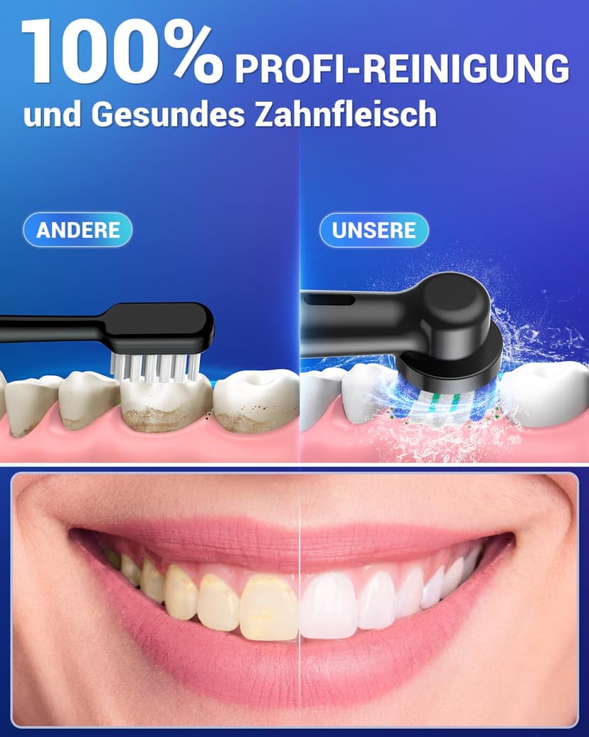 Rotating Electric Toothbrush with 8 Brush Heads (2 Types) for Adults and Kids, 60-Day Battery Life, Wireless Wall Charging Station, 5 Modes Power Toothbrush with Travel Case - 3