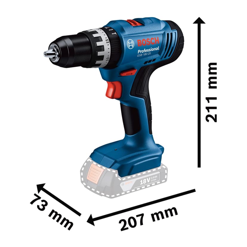 Bosch Professional 18V System Cordless Impact Drill Driver GSB 18V-25 (Screw Ø max. 10 mm) - 2