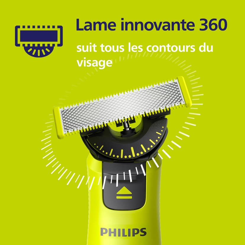 Philips OneBlade Authentic 5x 360 Blade Replacements - Fits ALL OneBlade handles - Durable Stainless Steel- 20- month supply, Model QP450/50 - 6