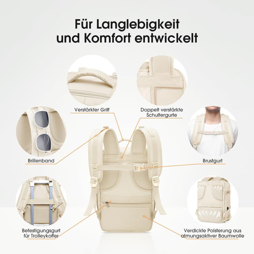 Ryanair – Sac de voyage à 12 poches sous le siège avec poche séparée pour chaussures pour homme et femme, 20 l (40 x 20 x 25 cm), Noir , 40x20x25, Sac à dos de voyage à main - 5