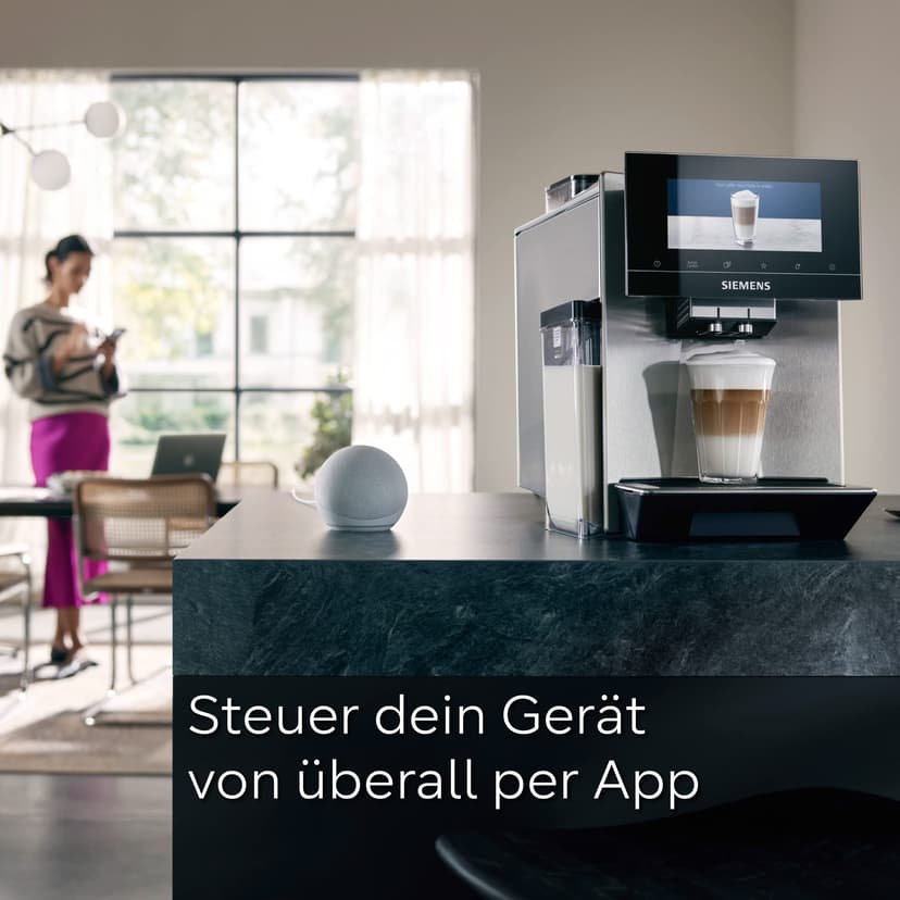 Siemens EQ900 TQ907D03 Fully Automatic Coffee Machine, App Control, Full-Touch Display, Barista Mode, Noise Reduction, Up to 10 Profiles, Automatic Steam Cleaning, 2 Bean Containers, 1500 W, Stainless - 4