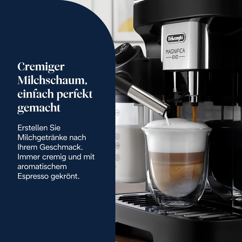 De'Longhi Magnifica Evo ECAM 292.81.B coffee machine with LatteCrema milk system, 7 direct selection buttons for cappuccino, espresso and other coffee specialties, 2-cup function, black - 6