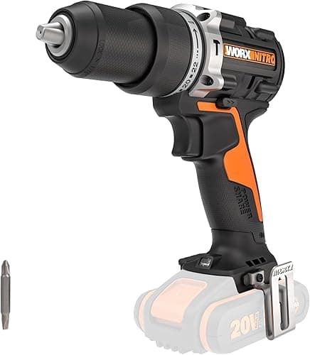 WORX Brushless Hammer Drill 20V | PowerShare |WX352.9 - No Battery, No Charger | Brushless Motor, 13mm Chuck, Variable Speed Control, 22+1+1 Torque Settings