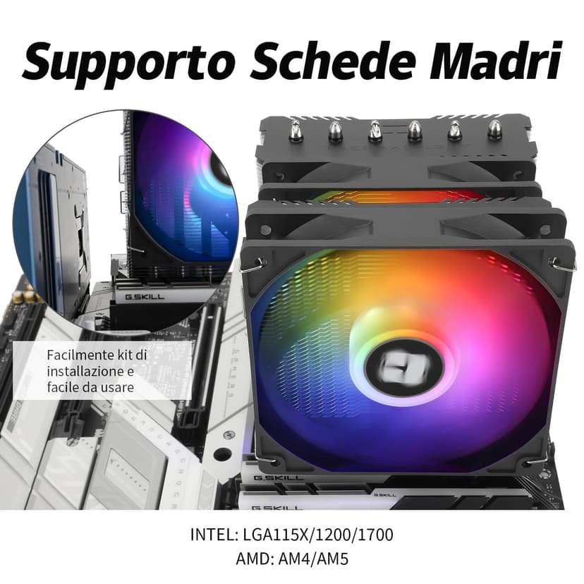 TR-Peerless Assassin 120 SE ARGB CPU Air Cooler, 6 Heat Pipes Cpu cooler, Dual 120mm TL-C12C-S PWM Fan, Aluminium Heatsink Cover, AGHP Technology, for AMD AM4 AM5/Intel /1851/1150/1151/1200/1700 - 5