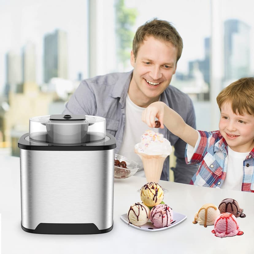 Vpcok Direct Ice Cream Maker, Electric Ice Cream Maker, Stainless Steel Ice Maker, 2L Ice Maker and Ice Cream Maker for Ice Sorbet, Ice Cream and Ice Yogurt - 2