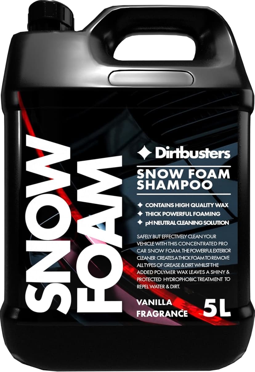Dirtbusters Snow Foam Car Shampoo And Wax, Powerful Thick Foam Pre Wash Car Cleaner, Non Caustic & Safe Suitable For Cleaning All Vehicle Exteriors, Vanilla (5L) - 1