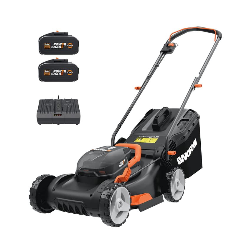 WORX WG743E Cordless Lawnmower 40 V - Professional Lawnmower with Mulching Function & PowerShare Battery - Lawn Mowing without Cable - Ideal for Gardens up to 500 m² - 4