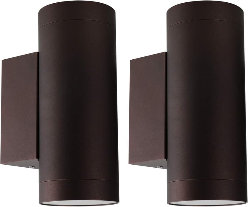 Klighten 2 pcs Outdoor Wall Light IP65 Up Down Outdoor Indoor Wall Lighting Modern Aluminum Wall Lamp for Garden Entrance Corridor Courtyard, Socket GU10, Bulb not Included, Bronze - 1