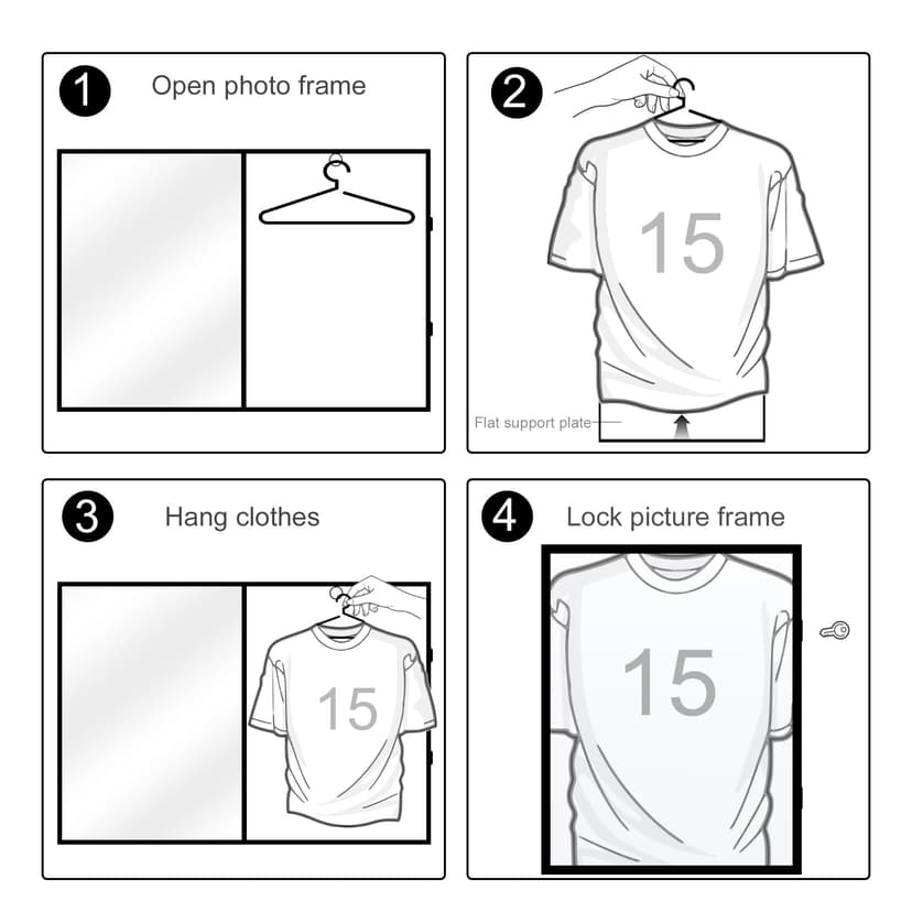 Tinkeps Football Shirt Frame Display - Engineered Wood & Acrylic, Jersey Display Case, Black - 6