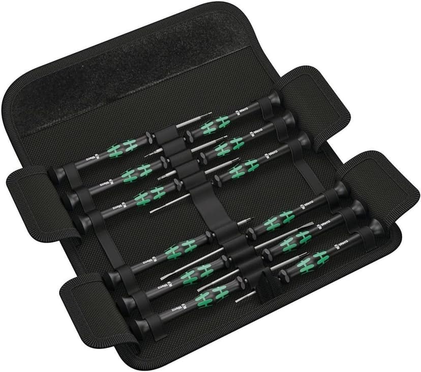 Wera 05073675001 Kraftform Micro-Set/12 SB 1 Jeu de Tournevis électronicien, 12 Pièces, Vert - 1