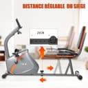 ISE Horizontal Exercise Bike with Adjustable Saddle, Recumbent Exercise Bike Ideal for Recovery Training, Pulse Sensors, Quiet, Grey - 8