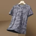 Camouflage-Shirts für Herren und Erwachsene, Rundhalsausschnitt, Camouflage, kurzärmelig, Netzstoff, atmungsaktiv, schnell trocknend, Sport, Fitness, Workout, T-Shirts in Übergröße, grau, 5XL - 2
